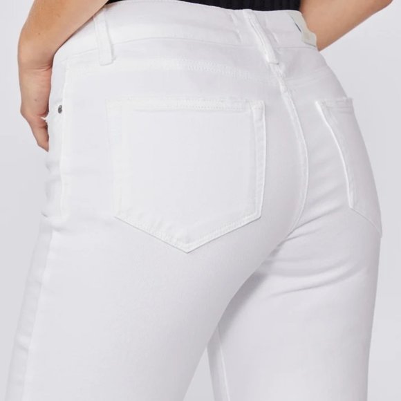 PAIGE Brigitte Mid-rise Ankle Crop Boyfriend Jean Optic White Size 27 - Picture 4 of 9